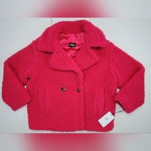 UGG Teddy Coat Pink Women’s Sz L Teddy Coat Fleece Jacket Cozy Winter Coat New